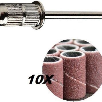 Mega Beauty Shop® Mandrel freesbit + 10 stuks schuurrolletjes
