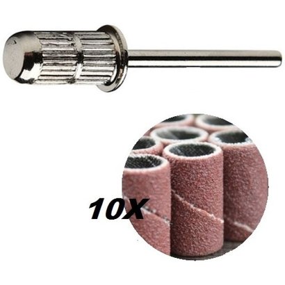 Mega Beauty Shop® Mandrel freesbit + 10 stuks schuurrolletjes