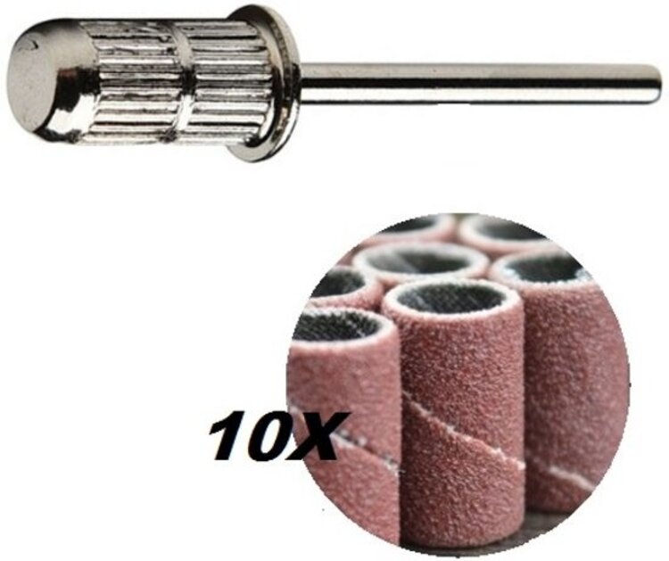 Mega Beauty Shop® Mandrel freesbit + 10 stuks schuurrolletjes