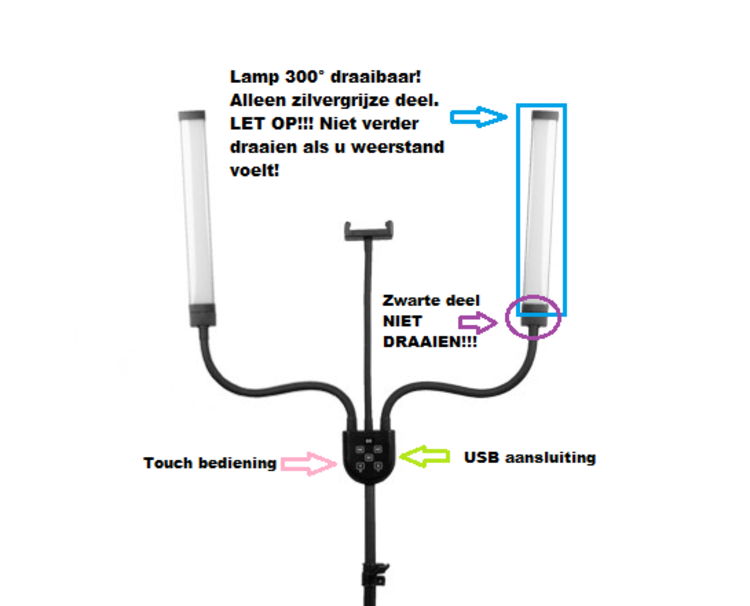 Mega Beauty Shop® LED Lamp voor wimpers en make-up met telefoonhouder en afstandsbediening
