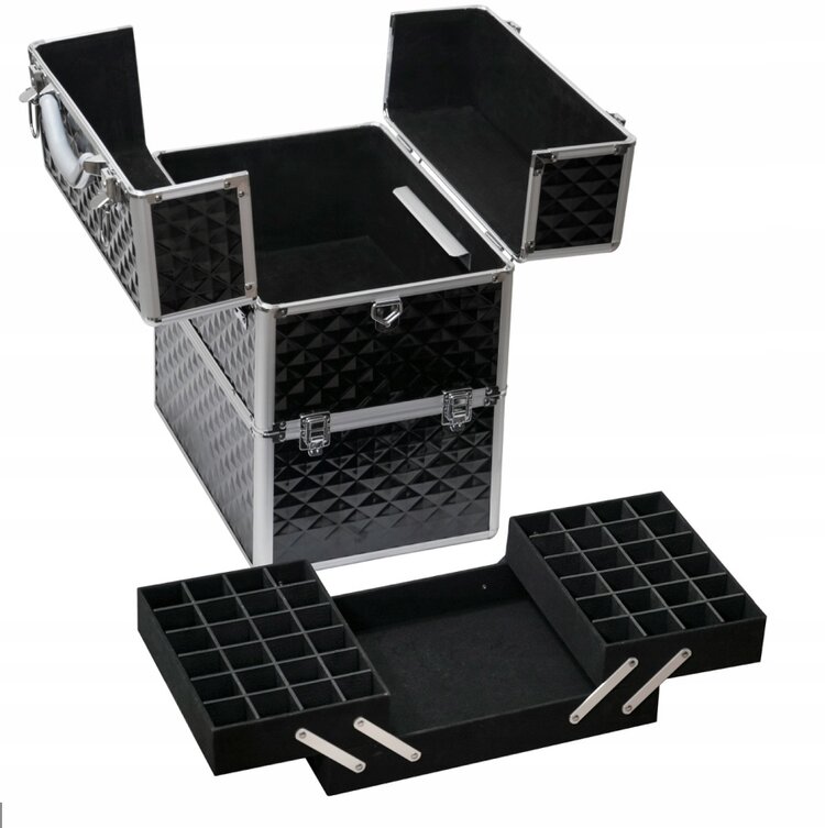 Mega Beauty Shop® Koffer groot 3D zilver met opbergvakken