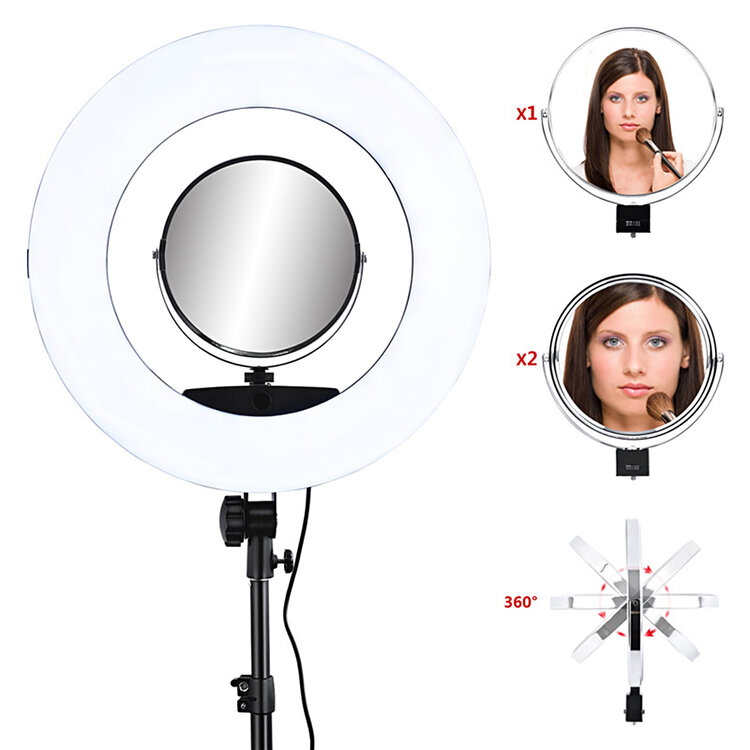 Mega Beauty Shop® Ring lamp + statief 48Watt 18" /zwart LED met afstandsbediening