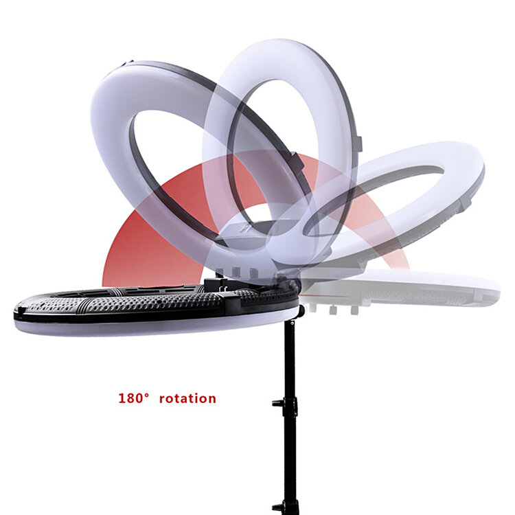Mega Beauty Shop® Ring lamp + statief 48Watt 18" /zwart LED met afstandsbediening