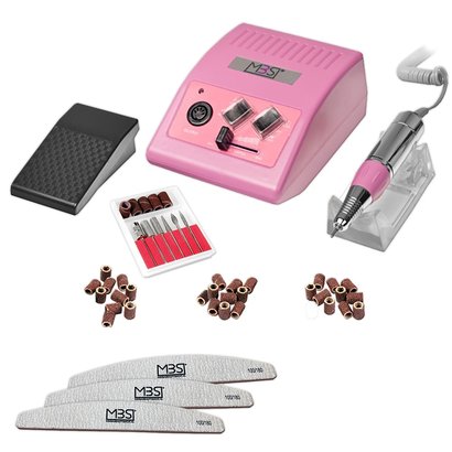 Mega Beauty Shop® Nagelfrees JD500 35Watt -Roze + 3 trapeze vijlen, bitsetje en 30 schuurrolletjes MBS®