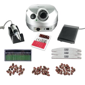 Merkloos Nagelfrees zilver + 3 MBS® 3Vijlen,30- 150 schuurrolletjes