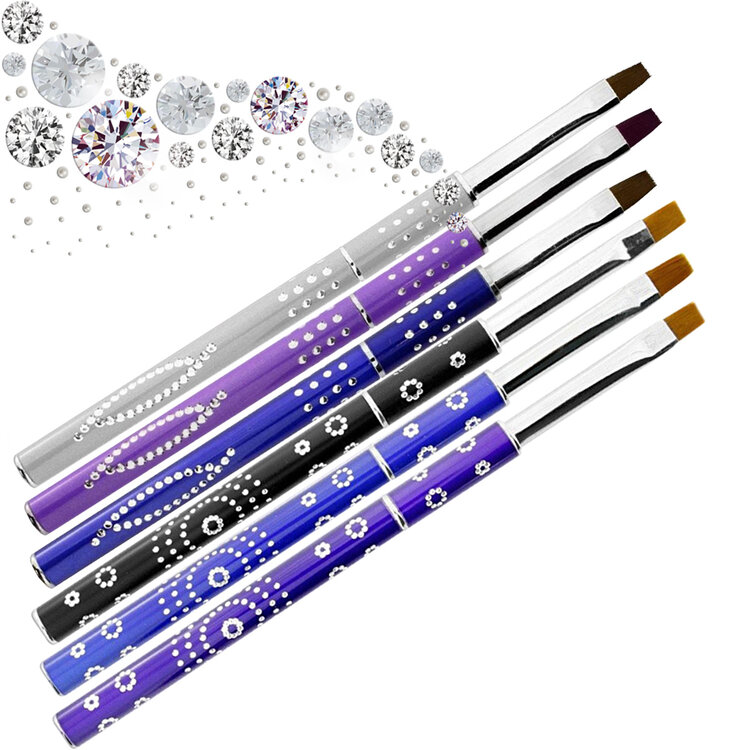 Mega Beauty Shop® Gel-Penseel Blauw nr. 8 met steentjes