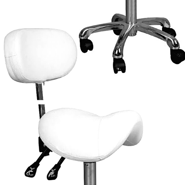 Mega Beauty Shop® Zadelkruk met rugleuning - Wit