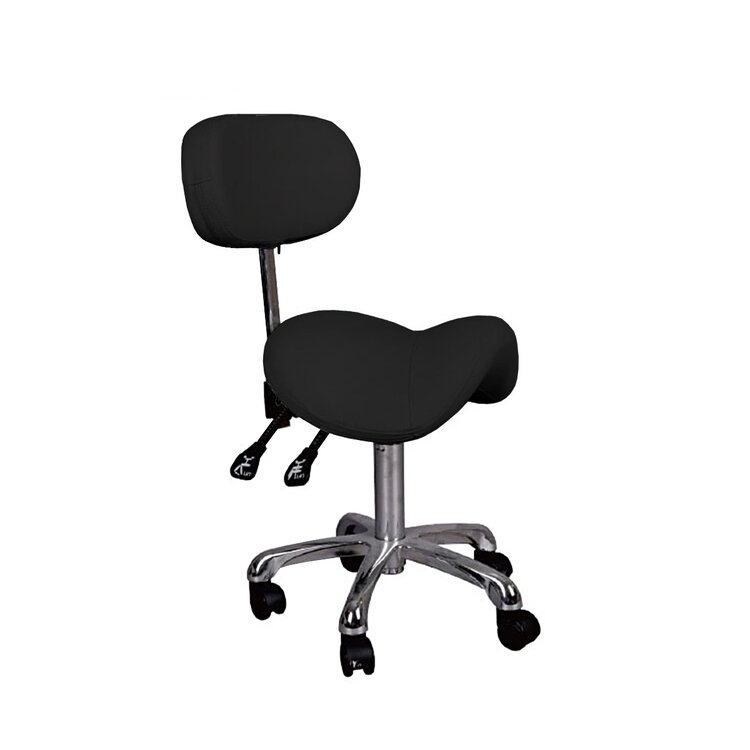 Mega Beauty Shop® Zadelkruk met rugleuning - Zwart