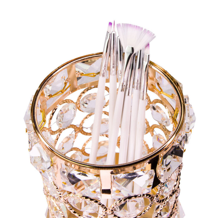 Mega Beauty Shop® Make up borstel & penseel houder groot - gold