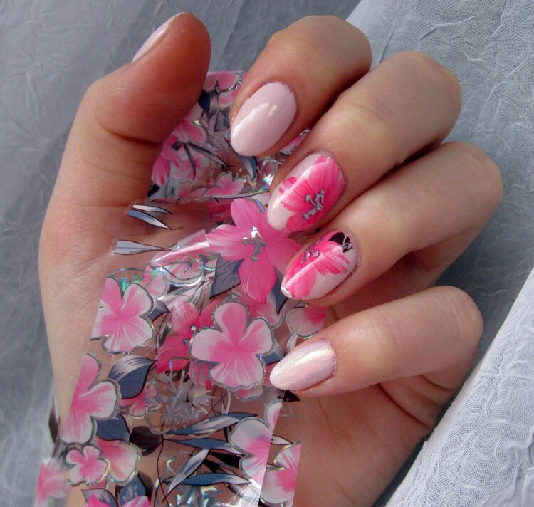 Merkloos Nagel transfer folie nail art set (04) Black and White flowers