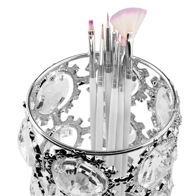 Mega Beauty Shop® Make up borstel & penseel houder groot - zilver