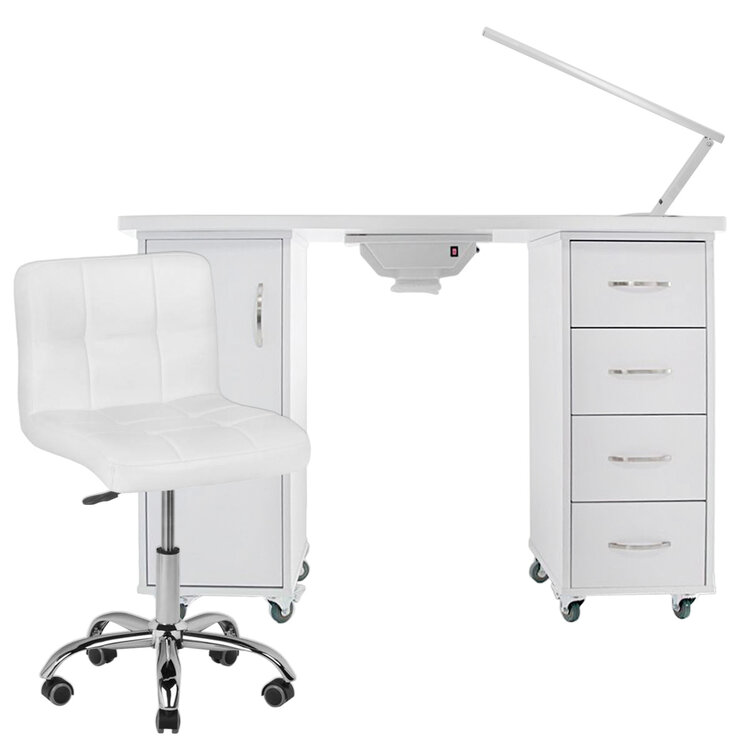 Mega Beauty Shop® Manicuretafel + Werkstoel incl. Tafellamp  (04)