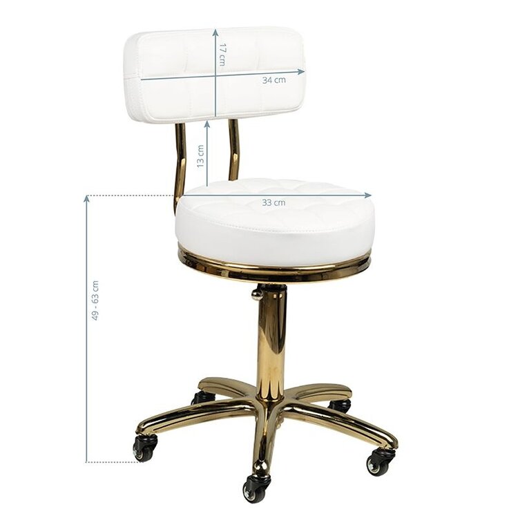 Mega Beauty Shop® Salon/werk stoel  wit-goud