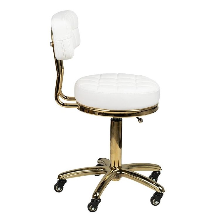 Mega Beauty Shop® Salon/werk stoel  wit-goud