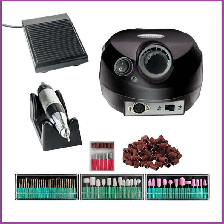 Mega Beauty Shop® Nagelfrees Zwart incl. 111 delige nagelfrees bitjes en schuurrolletjes set