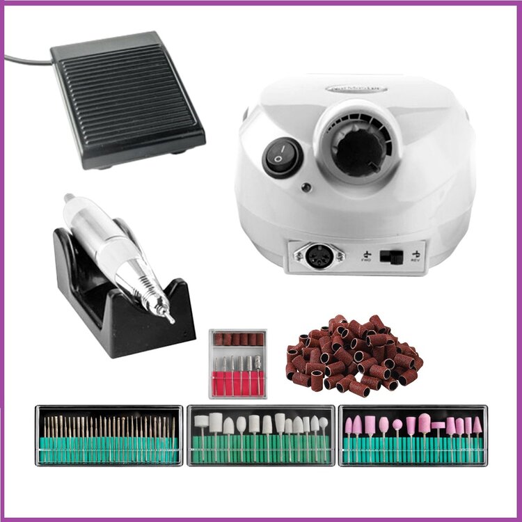 Mega Beauty Shop® Nagelfrees Wit incl. 111 delige nagelfrees bitjes en schuurrolletjes set