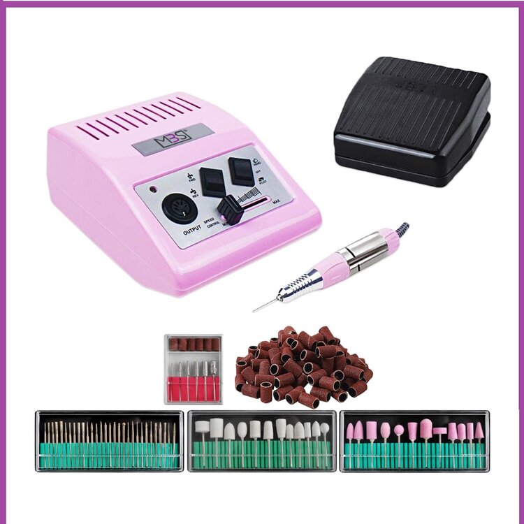 Mega Beauty Shop® Nagelfrees JD500 35Watt- roze  incl.111 delige nagelfrees bitjes en schuurrolletjes set.