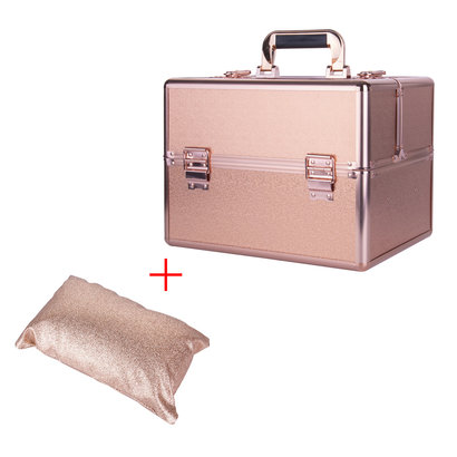 Mega Beauty Shop® Aluminium Koffer Rosé Gold met opbergvakken INCL. armsteun