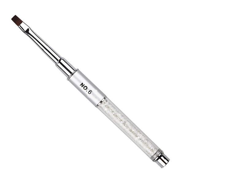 Mega Beauty Shop® Gel-Penseel Zilver  nr. 6 met steentjes