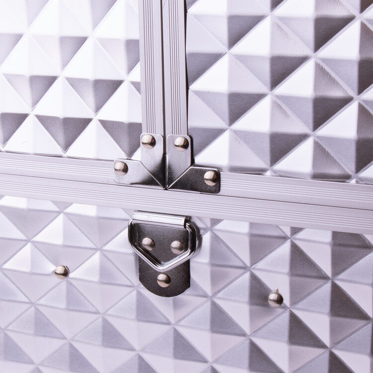 Mega Beauty Shop® Koffer groot 3D zilver met opbergvakken