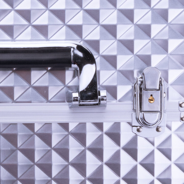 Mega Beauty Shop® Koffer groot 3D zilver met opbergvakken