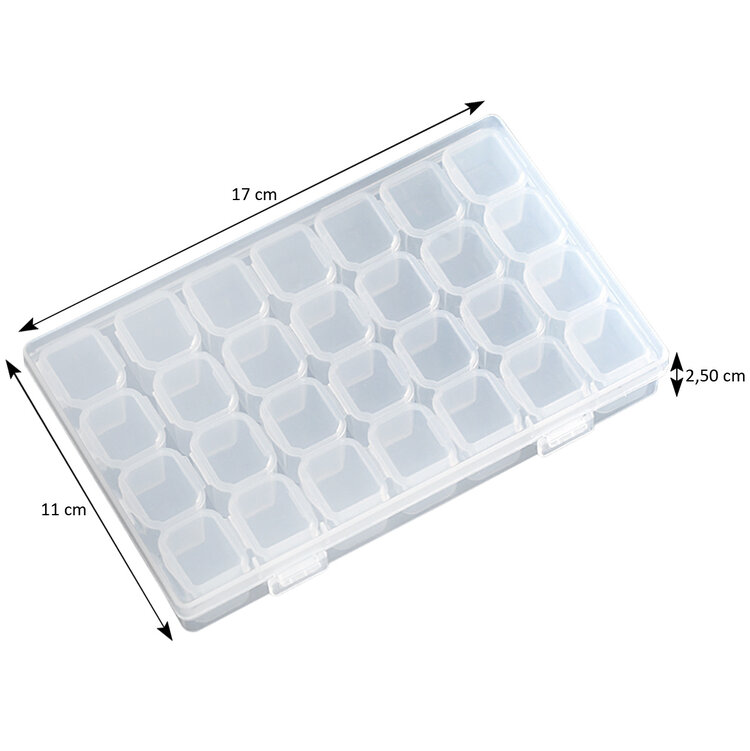 Mega Beauty Shop® Organizer box voor steentjes/ kralen  (28stuks)