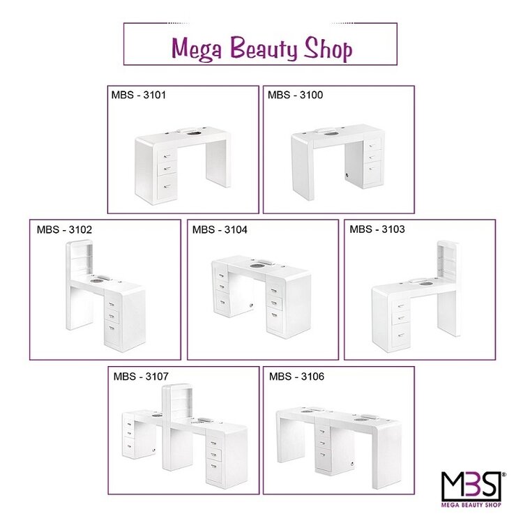 Mega Beauty Shop® Manicuretafel met afzuiging  (MBS-3102) links