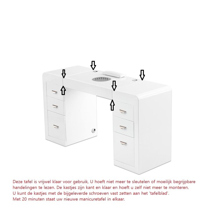 Mega Beauty Shop® Manicuretafel met afzuiging  (MBS-3104)