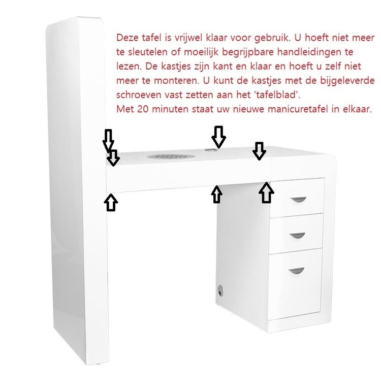 Mega Beauty Shop® Manicuretafel met afzuiging  (MBS-3101) rechts