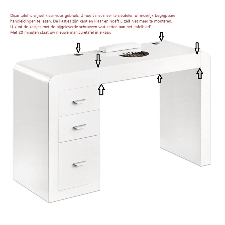 Mega Beauty Shop® Manicuretafel met afzuiging  (MBS-3102) links