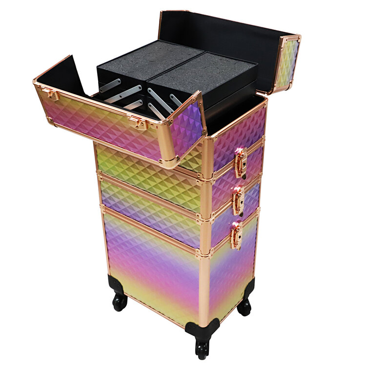 Mega Beauty Shop® Aluminium Trolley Colorful/Golden rose 4in1