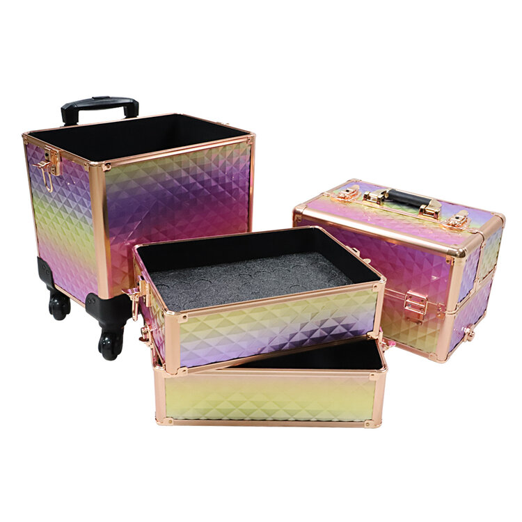 Mega Beauty Shop® Aluminium Trolley Colorful/Golden rose 4in1