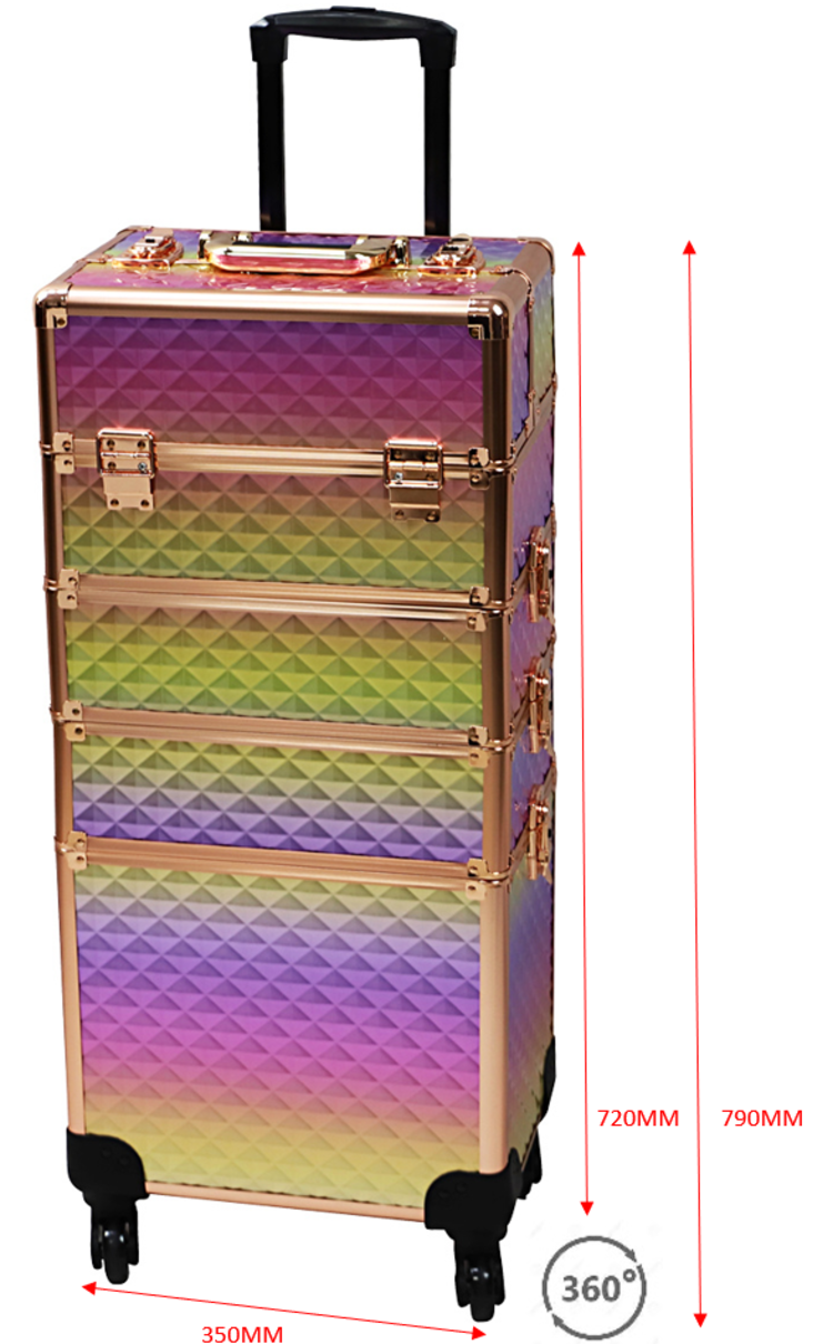 Mega Beauty Shop® Aluminium Trolley Colorful/Golden rose 4in1