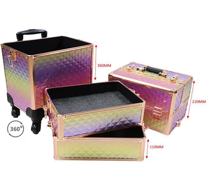Mega Beauty Shop® Aluminium Trolley Colorful/Golden rose 4in1