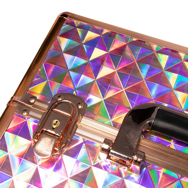 Mega Beauty Shop® Koffer groot Holo/Golden rose  XXL met opbergvakken