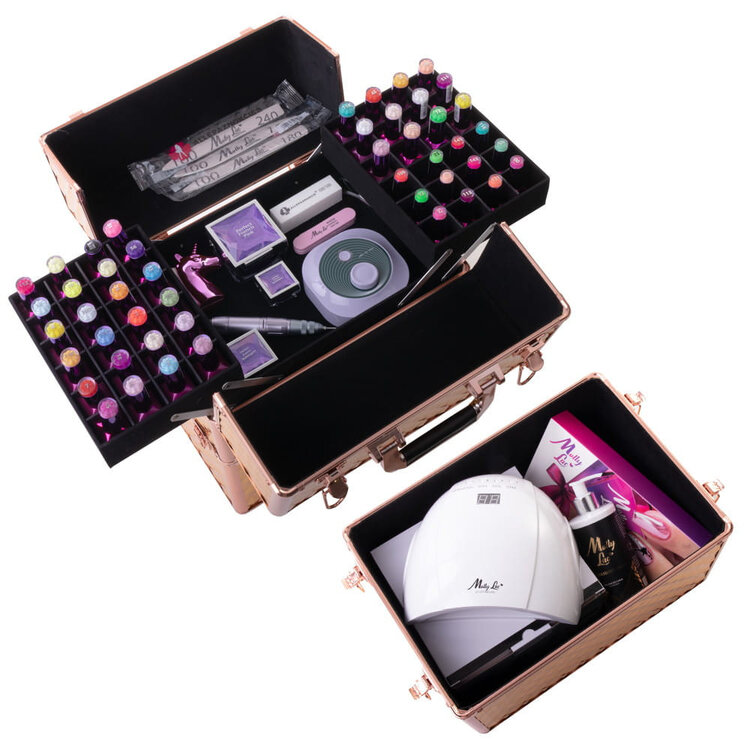 Mega Beauty Shop® Koffer groot Holo/Golden rose  XXL met opbergvakken