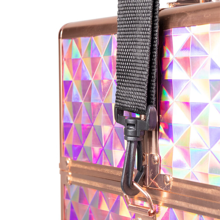 Mega Beauty Shop® Koffer groot Holo/Golden rose  XXL met opbergvakken
