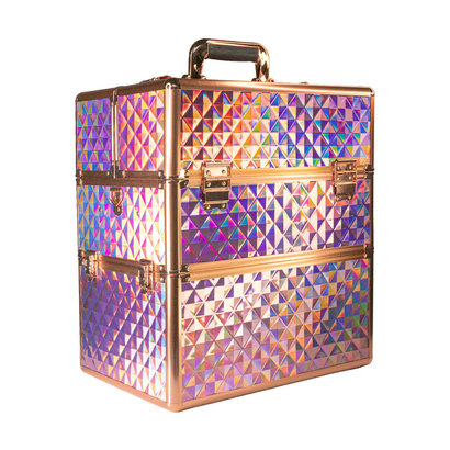 Mega Beauty Shop® Koffer groot Holo/Golden rose XXL met opbergvakken
