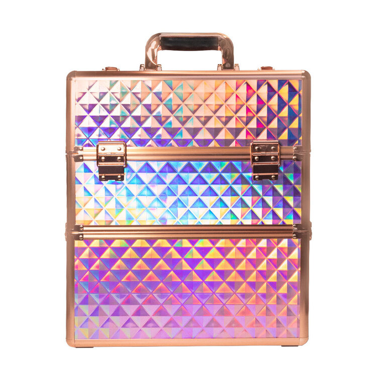 Mega Beauty Shop® Koffer groot Holo/Golden rose  XXL met opbergvakken
