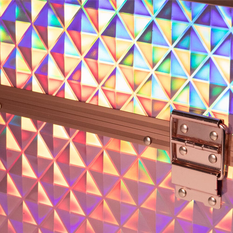 Mega Beauty Shop® Koffer groot Holo/Golden rose  XXL met opbergvakken