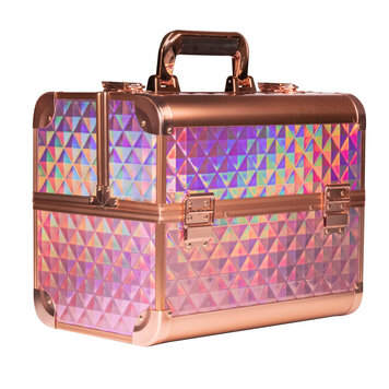 Mega Beauty Shop® Koffer Holo/Golden rose L met opbergvakken