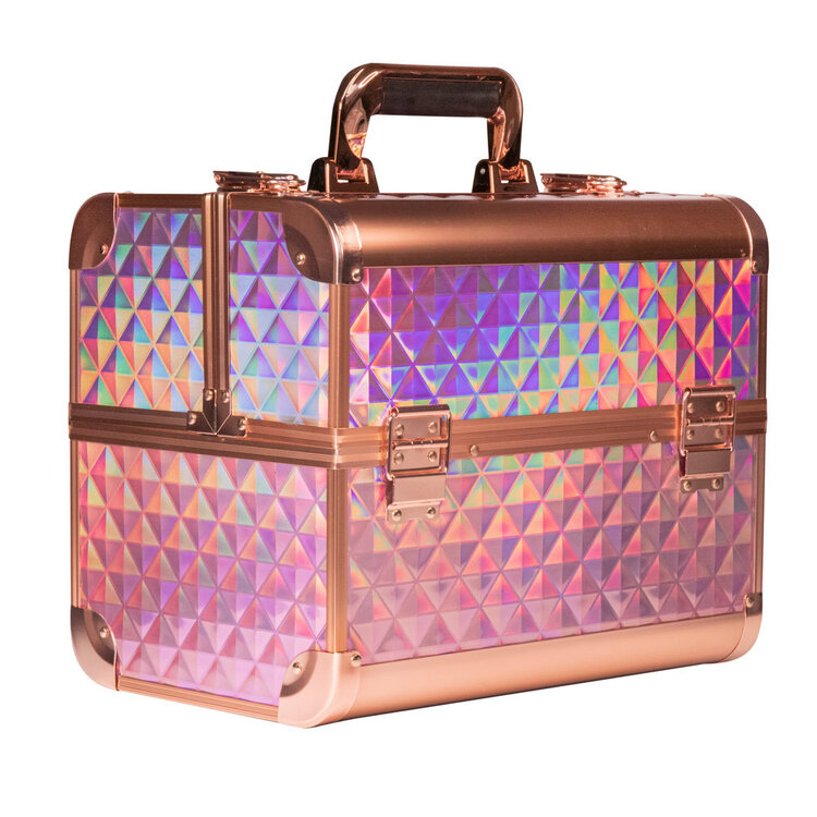Mega Beauty Shop® Koffer Holo/Golden rose L met opbergvakken