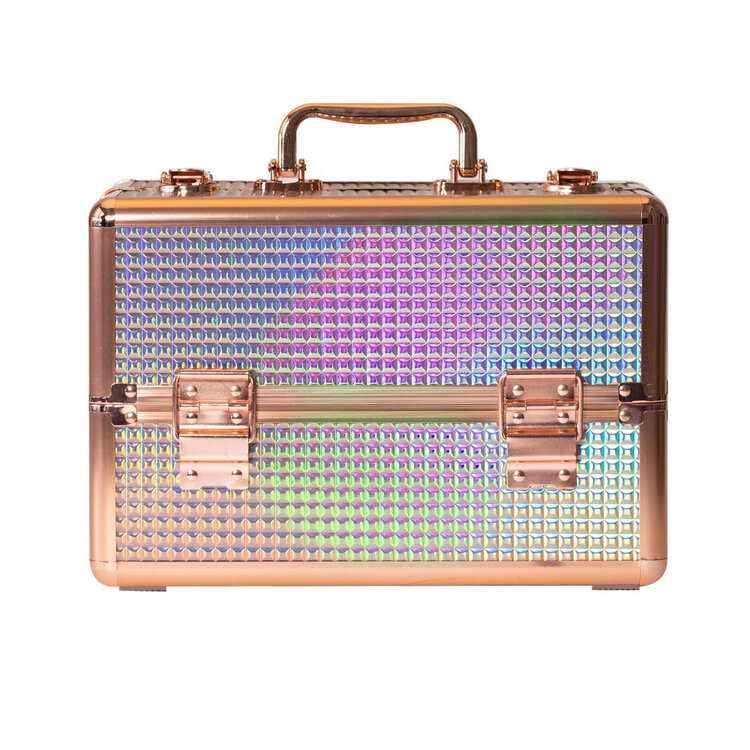 Mega Beauty Shop® Aluminium koffer met opbergvakken Rosé Gold