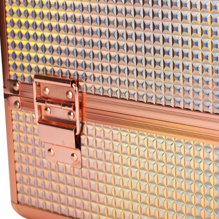Mega Beauty Shop® Aluminium koffer met opbergvakken Rosé Gold