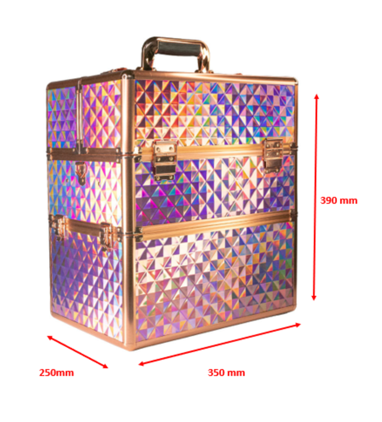 Mega Beauty Shop® Koffer groot Holo/Golden rose  XXL met opbergvakken