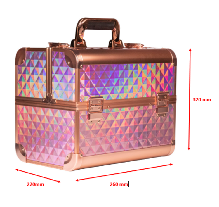 Mega Beauty Shop® Koffer Holo/Golden rose L met opbergvakken