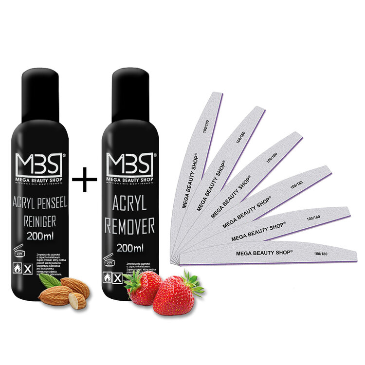 Mega Beauty Shop® Set (2) Acryl remover - acryl penseelreiniger incl 6 vijlen
