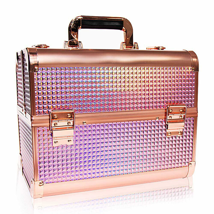 Mega Beauty Shop® Aluminium Koffer Gold Unicorn  met opbergvakken