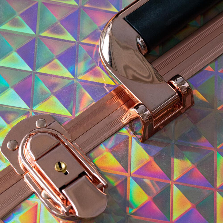 Mega Beauty Shop® Aluminium Koffer Gold Unicorn    met opbergvakken