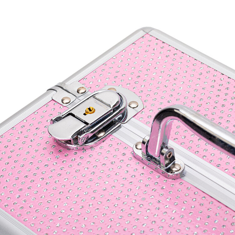 Mega Beauty Shop® Aluminium Koffer met stras  roze
